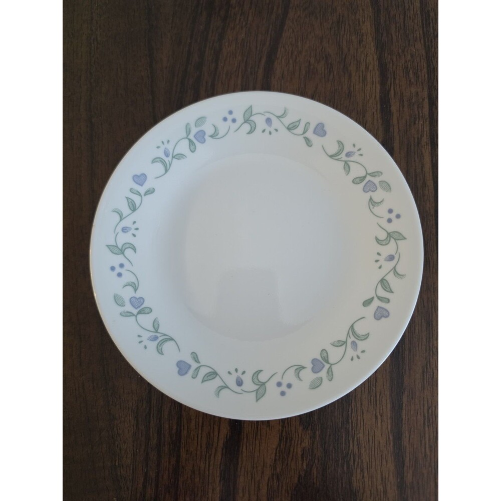 Vintage Corelle Country Cottage Dessert Plate Saucer 6.75" Blue Hearts Set Of 4